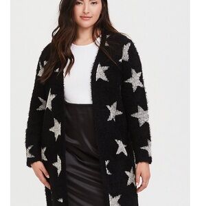 Torrid Black and White Star Cardigan